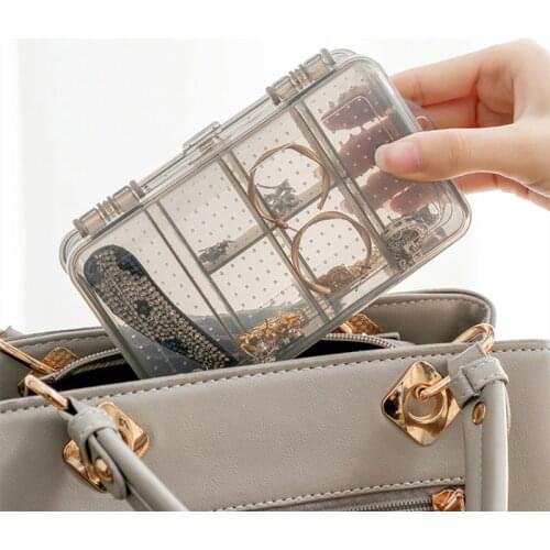 Double-Layer Compartment Portable Jewelry Box Transparent Earring Storage Box Jewelry 10 Compartment Mini Storage Box