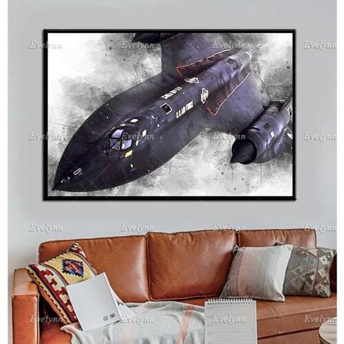 Reconnaissance Aircraft Canvas, Lockheed SR-71 Wall Art Poster, SR-71 Blackbird Print, Pilot Gift, Boy Room Home Decoration