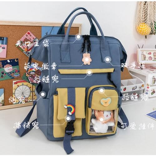 Large Capacity Schoolbag Female Middle School Student Backpack Japanese Hipster Girl Color Matching Harajuku Ins Tide