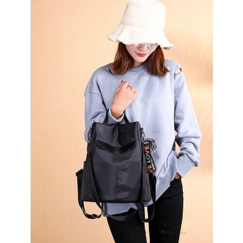 Female small Oxford cloth waterproof cloth black khaki backpack female outdoor handbag shoulder bag leisure travel backpack