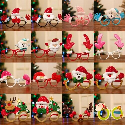 Happy New Year Decor Christmas Ornaments Childrens Toys Christmas Glasses Santa Snowman Antlers Christmas Party Glasses