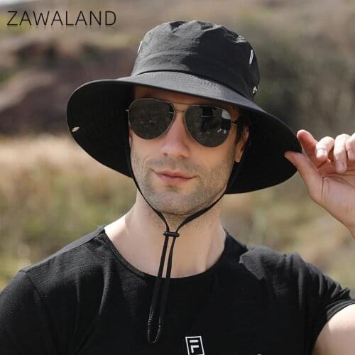 Zawaland Men Outdoor Hiking Caps Casual Sun Protection Beach Bucket Hats Adjustable Hat Travel Fishing Cap for Mountaineering