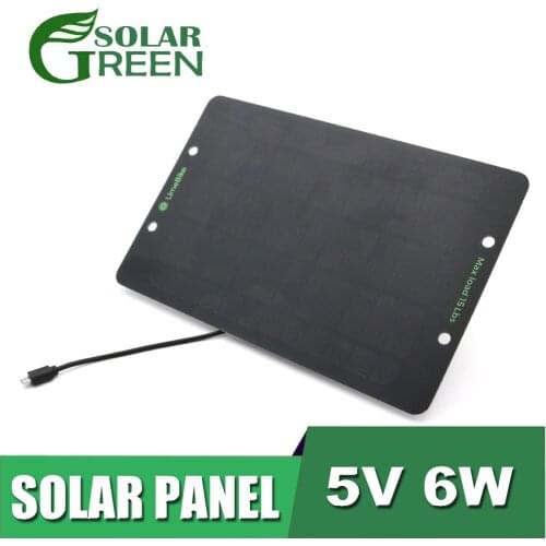 Solar Panel 6W Solar Battery Charger Micro USB port 5V 1200mA Charge Regulators Outdoor Power Li-ion Batteries Android