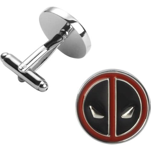 Superhero Movie Deadpool With Red Enamel Cufflinks For Mens Cuff Buttons High Quality Cuff Links Souvenir 3 pair Packing sale
