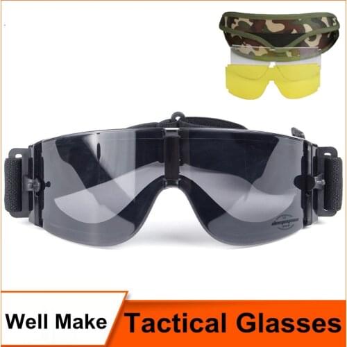 Airsoft Tactical Sunglasses Glasses Black 3 Lens Tactics Goggles Hunting Military Goggles