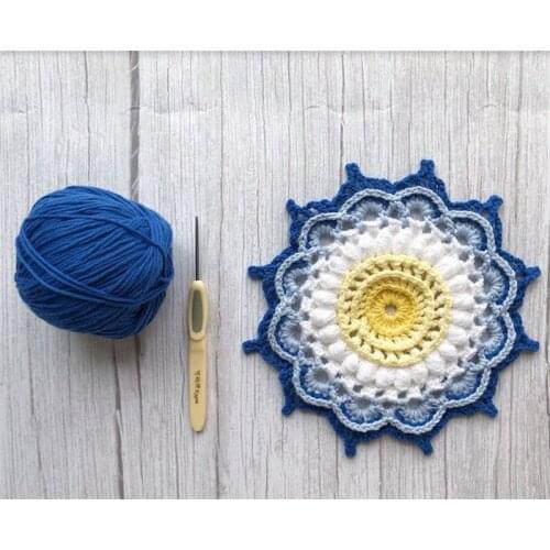 19cm DIY Edelweiss Heat Insulation Mat Material Pack Hand Crocheted Coaster Homemade Wool line Insulation Mat
