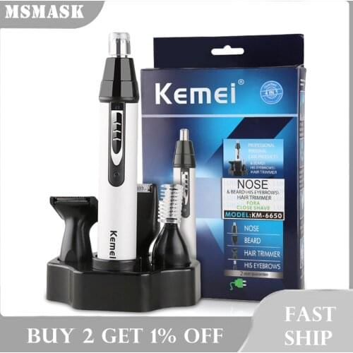4 in1 Electric Nose Ear Trimmer Nasal Hair Cut Clipper Unisex Hair Removal Eyebrow Trimer Beard Shaving Machine Scissors Razor