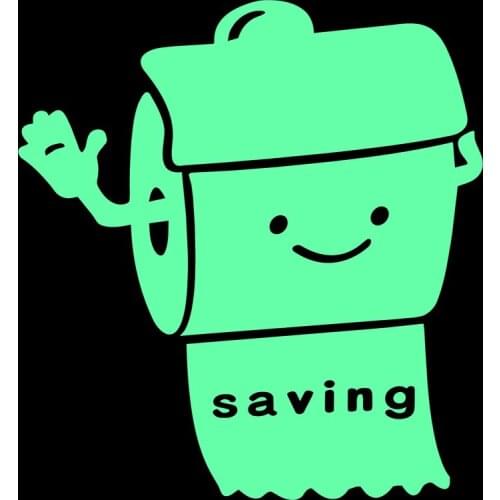 Restroom Save Paper Glow in the Dark Waterproof Bathroom Wall Sticker Lovely Cartoon Toilet Sticker Home Decor Luminous Sticker