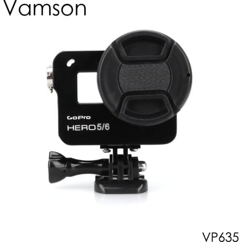 Vamson for Gopro Hero 7 6 5 Accessories CNC Aluminum Case Metal Protective Housing case Frame + Lens Cap Cover VP635
