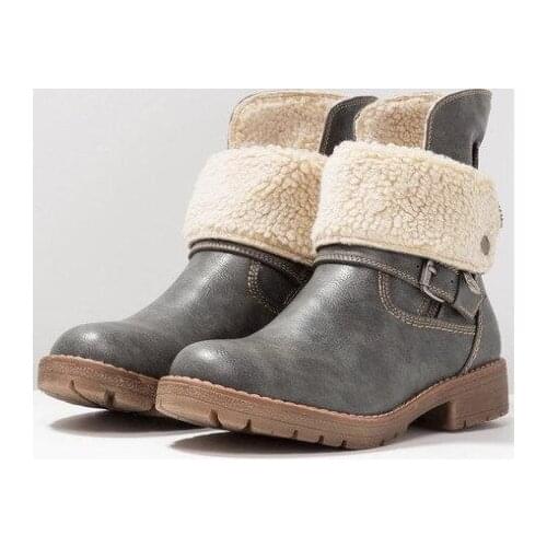 Square root womens warm womens ankle boots fashion buckle womens calf boots 2021 winter new womens boots