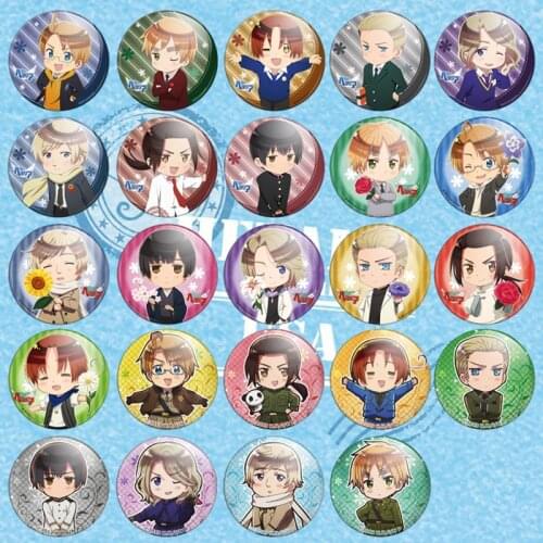 1pcs 58MM Anime Axis Powers Hetalia Cute Country Russia,Italy,United States,United Kingdom Badge Brooch Anime Badge