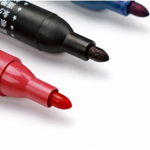 1Pcs Permanent Marker Pen Black Bullet Tip Black/Red/Blue For Tyre Markers Waterproof Quick Drying Office Stationery Supplies
