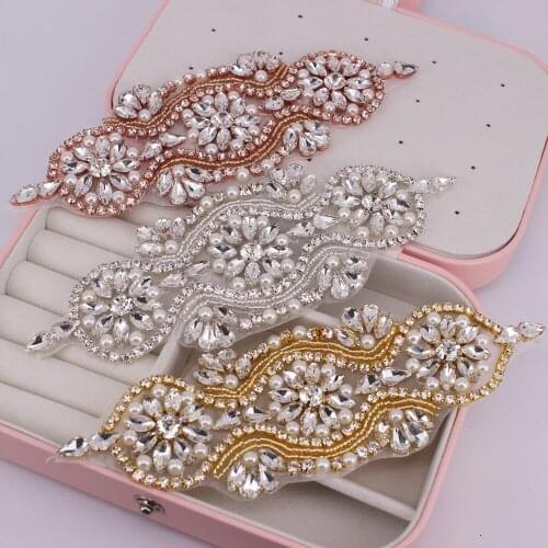 1PCS Luxury Rhinestone Appliques For Wedding Belt Headband Wedding Hair Accessories Evening Dress Bridal Jewelry