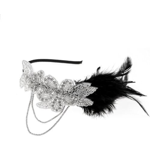 The 1920s Fascinator feathered diamond headpieceand T stage show headpiece