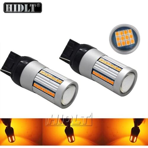 HIDLT 2PCS Car LED Turn Signal Lights T20 7440 2016 LED 66SMD No Error Canbus No Hyper Flash Amber Yellow T20 W21W LED Bulb