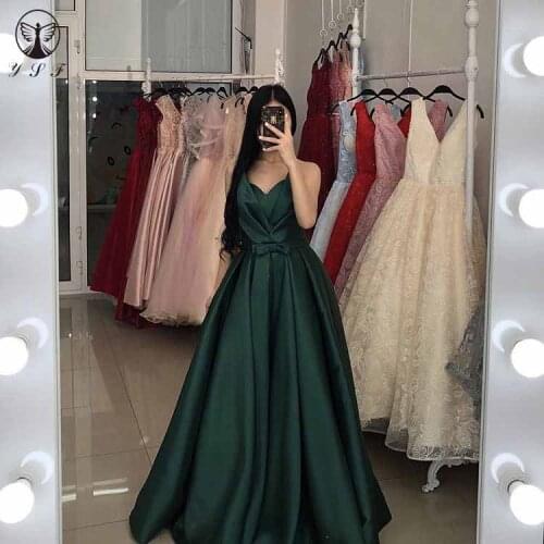 2019 Simple Design Dark Green Sweetheart Sleeveless Pleated Floor Length Long Cheap Prom Dresses