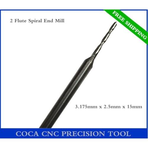 3.175mm*2.5mm*15mm,Freeshipping CNC Solid carbide woodworking insert router bit,Tungsten end mill,2 flute end milling,PVC,MDF