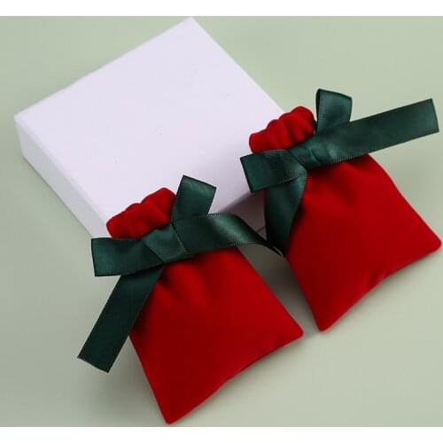 50 Red Jewelry Bag Packaging Velvet Bags Flannel Pouches Personalized Custom Chic Wedding Candy Favor Bags Jewelry Present Bag