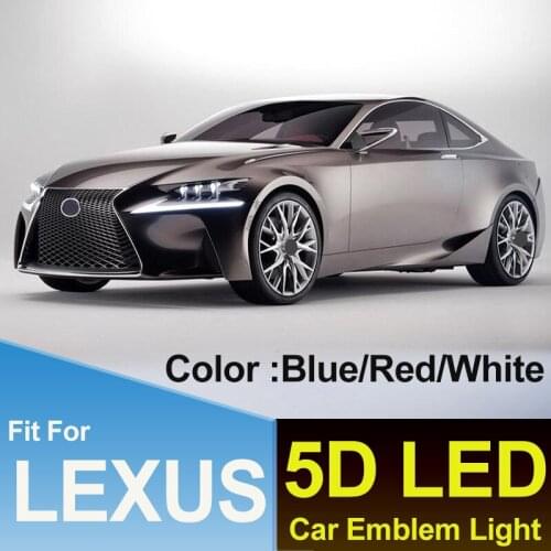 Accessory 5D Car Emblem Light Badge Cvoers Auto Logo Lamp for GS300 ES300 ES240 DS350 LS270 RX450h CT200h EX250 Blue/Red/White