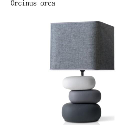 American modern minimalist LED stone desk lamp bedroom bedside lamp Nordic creative personality fabric table lamp free shipping