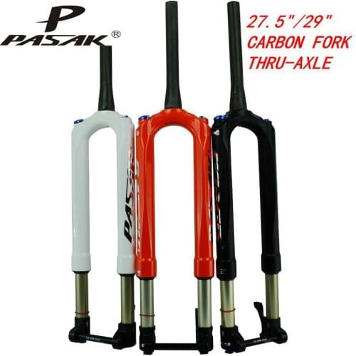 PASAK MTB Mountain Bike Carbon Fiber Fork Shock Absorber 27.5 29inch Suspension Inverted Gas Air Fork Thru-Axis Disc Brake