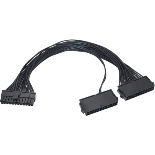 ATX 24Pin 2 Dual Molex PSU Power Supply Cord Motherboard Adapter Cable Starter Extender Synchronous