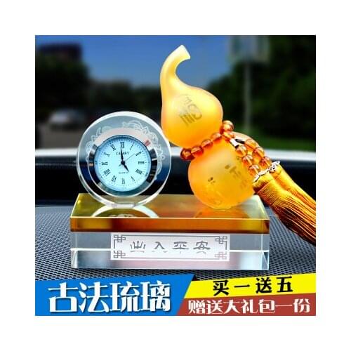 Automobile perfume stand glass clock gourd perfume setting creative crystal belt watch car accesso crafts sculpture statues Home
