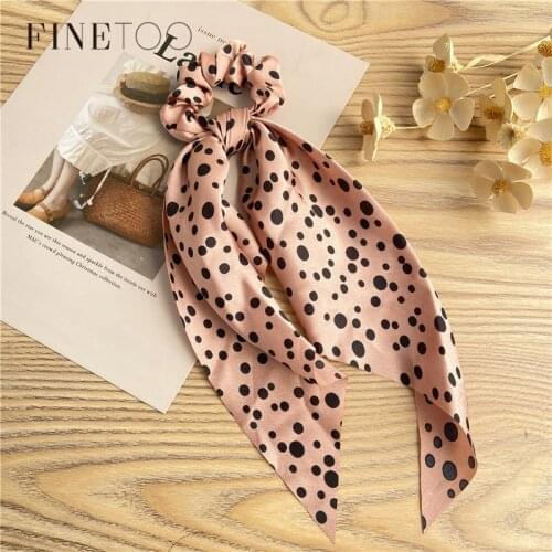 Bohemian Polka Dot Scrunchies Long Hair Ribbon For Women Elastic Hair Bands Hair Accessories Ponytail Hair Scarf For Women