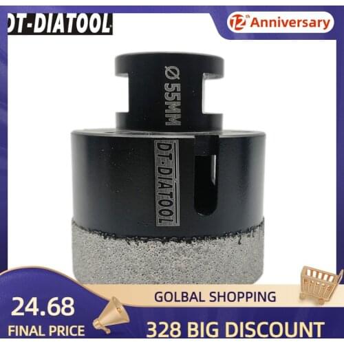 DT-DIATOOL 1pc M14 Dia 55mm Dry Vacuum Brazed Diamond Drilling Core Bit Ceramic Tile Hole Saw Granite Marble Stone Drill Bit