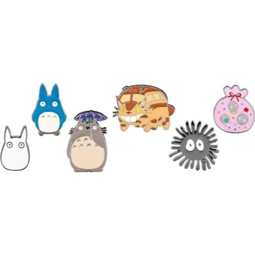 Lovely Animal set Enamel Pins Cute cat Totoro Brooch cartoon Pins for Bag Clothes Lapel Pin Badge Jewelry Gift