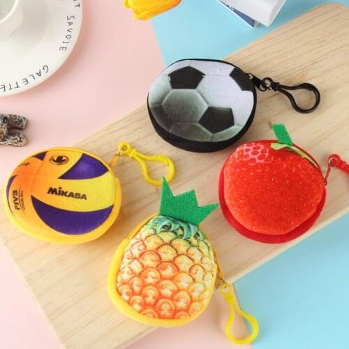 1 PCS Ladies Watermelon Fruit Coin Purse Cute Plush Zipper Coin Purse Key Case Fruit Wallet Student Children Headphone Bag