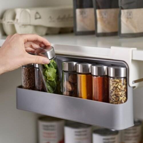 Kitchen Seasoning Bottle Seasoning Box Hanging Condiment Jar Rack Bottle Storage Rack Household Non-Perforated Spices Rack