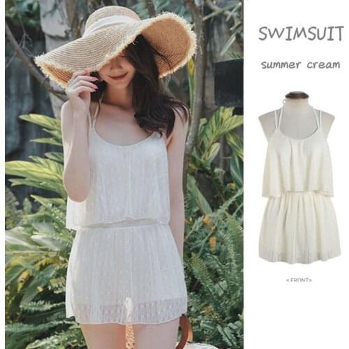 Swimming Suit One Piece Ladies Korea 2021 Covering Belly Slim Conservative Solid Swimsuit Ins Fairy Hot Spring Swimwear Girls