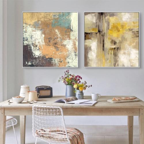 Square Yellow Abstract Canvas Print Painting Pictures Posters And Prints For Living Room Home Decoration Wall Art Unframed