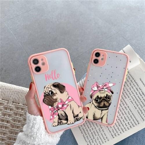 Pug Dog cute cartoon art Phone Case matte transparent For iphone 7 8 11 12 plus mini x xs xr pro max cover luxury design coque