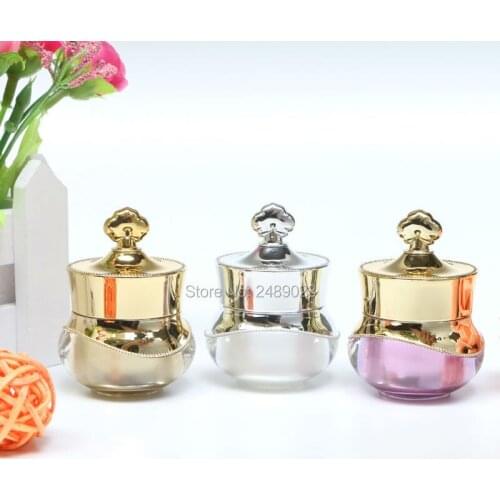 Mini Cute 6pcs/lot 5g 3Colors Crystal Acrylic Jar With UV Crown Cap Empty Cosmetic Pack For Eye Cream Portable Travel Cream Box
