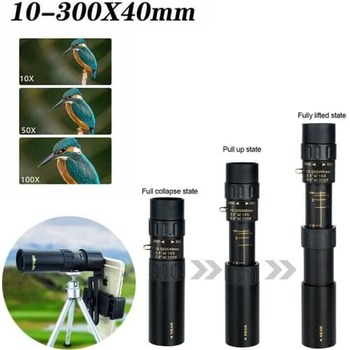 4K 10-300X40mm Monocular Telescope For Smartphone Super Zoom Monocular Quality Eyepiece Portable Binoculars Hunting Outdoor