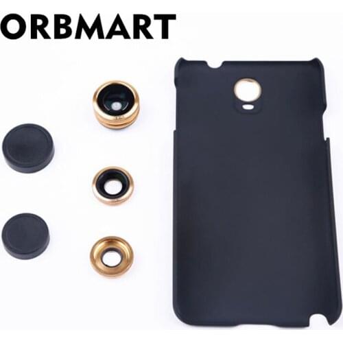 ORBMART 3 in 1 Fisheye Lens + Wide Angle + Micro Lens Photo Kit With Back Case Camera Lens Set For Samsung Galaxy Note 4