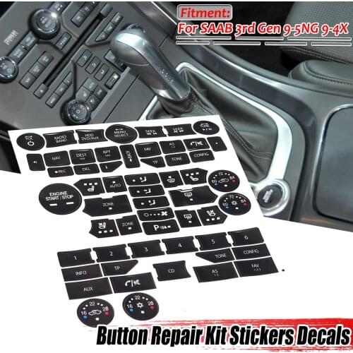 A Set Car Air Conditioning Climate Temperature Radio Repair Kit Stickers Decals For SAAB 3rd Gen 9-5NG 9-4X Fix Worn Button