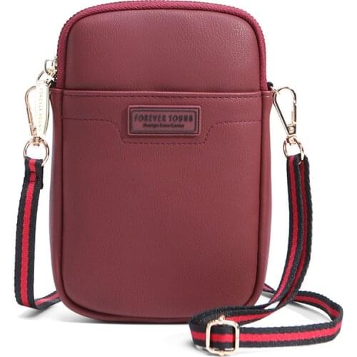 Forever Young Fashion Shoulder Bag Female Crossbody Bag Leather Phone Bag Women Small Wallet Multifunctional Bag Zipper Girls