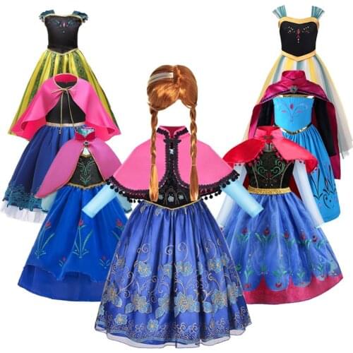 Fancy Princess Dress Baby Girl Clothes Kids Halloween Party Cosplay Costume Children frozen 2 Anna Dress vestidos infantil