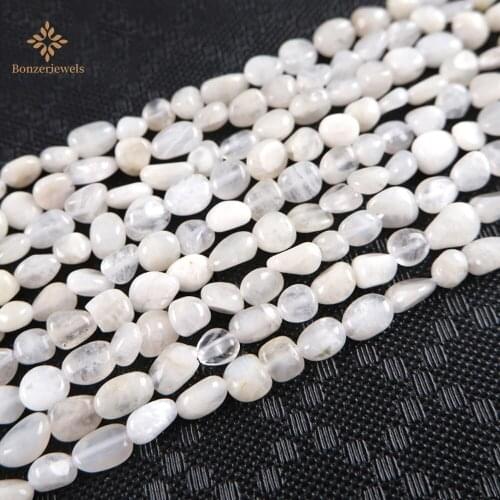 Natural 6-8MM Blue Moonstone Gravel Stone Irregular Chip Beads For Jewelry Making Diy Bracelet Necklace Strand 15