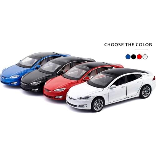New Diecast Model Cars 1:32 Alloy Tesla MODEL S Miniature Scale Metal Vehicles for Children Collection Boys Gifts Christmas Toy