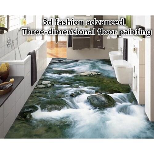 Beibehang Fashion senior personality interior papel de parede 3d wallpaper clear stream river water stone bathroom 3d flooring