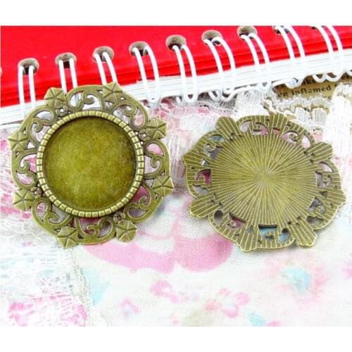 15pcs 20mm Inner Size Antique Bronze Plated Tray Cabochon Base Setting Charms Pendants