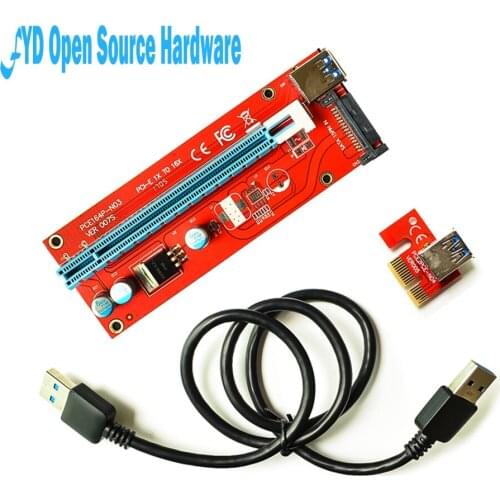 VER007S 0.6M PCI-E 1X to 16X Mini Pcie Riser Card Extender PCI Express Adapter With USB 3.0 Data Cable 15Pin SATA Power Supply