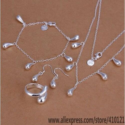 S217 High Quality Fine Jewelry Sets,Wholesale Jewelry Elegant Charms Fashion Droptear Ring Stud Earrings Bracelet Necklace