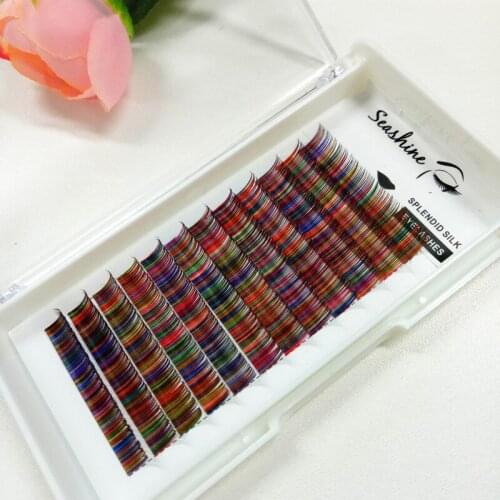 High quality mix color false eyelash individual eyelashes rainbow color eyelash extension for Cosplay party makeup