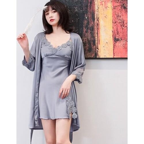 Women Nightgowns Robe Sleepwear Pyjamas Set Summer Night Dress Nightwear Sexy Lingerie Bathrobe Female Nightdress Home Clothes