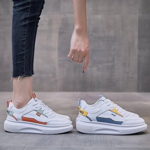 Shoes for Women 2021 Autumn Fashion White Shoes Ladies Lace Up Flat Shoes Women Platform Increase Casual Shoes Zapatillas Mujer